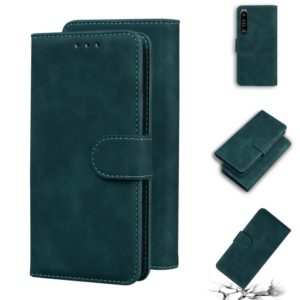 For Sony Xperia 1 III Skin Feel Pure Color Flip Leather Phone Case(Green) (OEM)