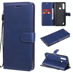 For Motorola Moto G8 Power Lite Solid Color Horizontal Flip Protective Leather Case with Holder & Card Slots & Wallet & Lanyard(Blue) (OEM)