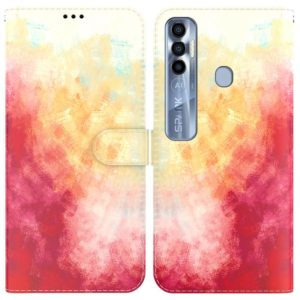 For Tecno Spark 7 Pro Watercolor Pattern Horizontal Flip Leather Phone Case(Spring Cherry) (OEM)