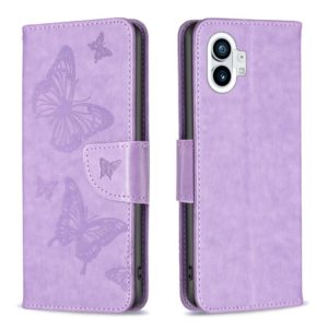 For Nothing Phone 1 Two Butterflies Embossing Leather Phone Case(Purple) (OEM)