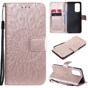 For OnePlus 9 Pro Sun Embossing Pattern Horizontal Flip Leather Case with Card Slot & Holder & Wallet & Lanyard(Rose Gold) (OEM)