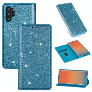 For Samsung Galaxy Note 10 Plus Ultrathin Glitter Magnetic Horizontal Flip Leather Case with Holder & Card Slots(Sky Blue) (OEM)