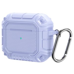 Diamond Shield Mecha TPU + PC Earphone Protective Case with Hook for AirPods 3(Light Purple) (OEM)