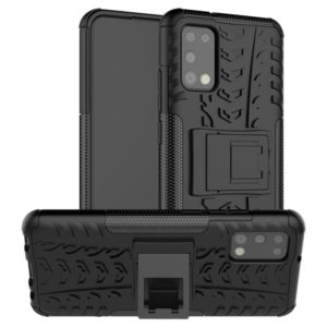 For Samsung Galaxy A02s (US Edition) Tire Texture Shockproof TPU+PC Protective Case with Holder(Black) (OEM)