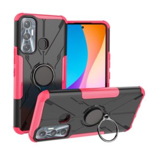 For Infinix Hot 11 Armor Bear Shockproof PC + TPU Protective Phone Case with Ring Holder(Rose Red) (OEM)