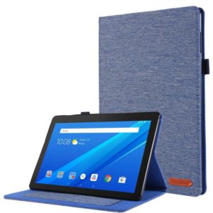 For Lenovo Tab M10 Horizontal Flip TPU + Fabric PU Leather Protective Case with Name Card Clip(Dark Blue) (OEM)