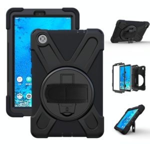 For Lenovo Tab M8 Shockproof Colorful Silicone + PC Protective Case with Holder & Hand Grip Strap & Shoulder Strap(Black) (OEM)