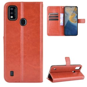 For ZTE Blade A51 Crazy Horse Texture Horizontal Flip Leather Case with Holder & Card Slots & Lanyard(Brown) (OEM)