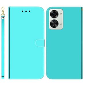 For OnePlus Nord 2T Imitated Mirror Surface Horizontal Flip Leather Phone Case(Mint Green) (OEM)