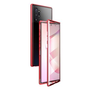 For Samsung Galaxy Note10+ Magnetic Metal Frame Double-sided Tempered Glass Case(Red) (OEM)