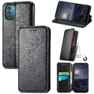 For Nokia G21 Blooming Mandala Embossed Magnetic Leather Phone Case(Black) (OEM)