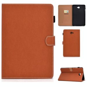 For Galaxy Tab A 10.1(2016) T580 Solid Color Tablet PC Universal Magnetic Horizontal Flip Leather Case with Card Slots & Holder(Brown) (OEM)