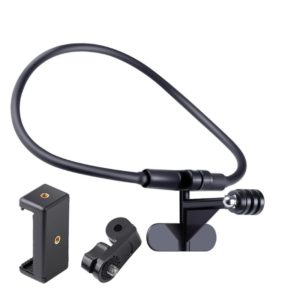 Hands Free Lazy Wearable Neck Phone Camera Holder with Phone Clamp, Extended Version(Black) (OEM)