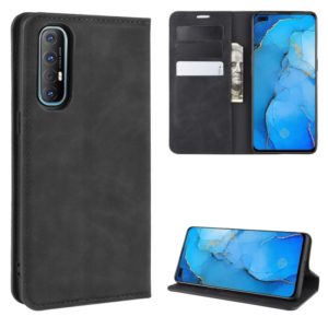 For Oppo Reno3 Pro Retro-skin Business Magnetic Suction Leather Case with Holder & Card Slots & Wallet(Black) (OEM)