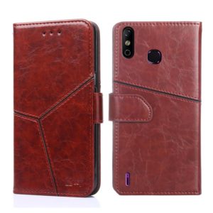 For Infinix Smart 4 X653 Geometric Stitching Horizontal Flip Leather Phone Case(Dark Brown) (OEM)