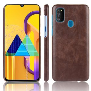 For Galaxy M21 Shockproof Litchi Texture PC + PU Case(Brown) (OEM)