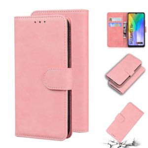 For Huawei Y6p Skin Feel Pure Color Flip Leather Phone Case(Pink) (OEM)