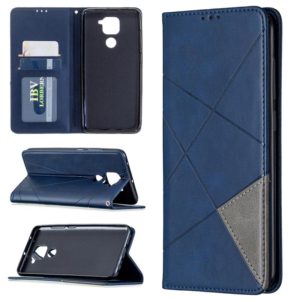 For Xiaomi Redmi Note 9 Rhombus Texture Horizontal Flip Magnetic Leather Case with Holder & Card Slots & Wallet(Blue) (OEM)