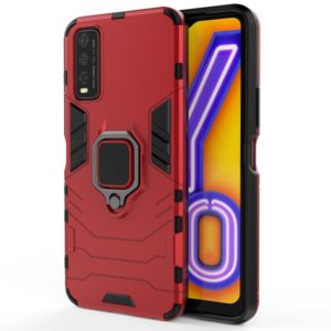 For Vivo Y20 PC + TPU Shockproof Protective Case with Magnetic Ring Holder(Red) (OEM)