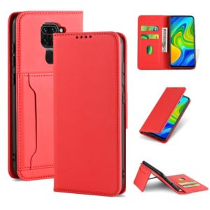 For Xiaomi Redmi 10X 4G Strong Magnetism Shockproof Horizontal Flip Liquid Feel Leather Case with Holder & Card Slots & Wallet(Red) (OEM)