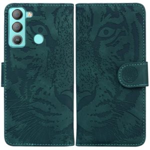 For Tecno Pop 5 LTE BD4 Tiger Embossing Pattern Horizontal Flip Leather Phone Case(Green) (OEM)