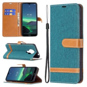 For Nokia 1.4 Color Matching Denim Texture Horizontal Flip Leather Case with Holder & Card Slots & Wallet & Lanyard(Green) (OEM)