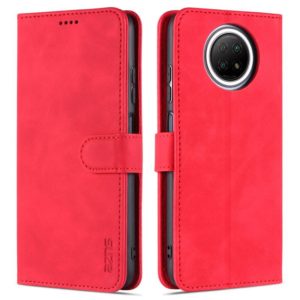 For Xiaomi Redmi Note 9 5G AZNS Skin Feel Calf Texture Horizontal Flip Leather Case with Card Slots & Holder & Wallet(Red) (AZNS) (OEM)