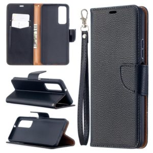For Huawei P smart 2021 / Y7a Litchi Texture Pure Color Horizontal Flip PU Leather Case with Holder & Card Slots & Wallet & Lanyard(Black) (OEM)