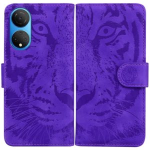 For Honor X7 Tiger Embossing Pattern Horizontal Flip Leather Phone Case(Purple) (OEM)