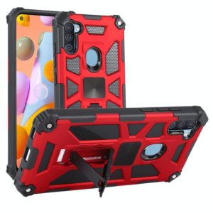 For Samsung Galaxy A11 Shockproof TPU + PC Magnetic Protective Case with Holder(Red) (OEM)