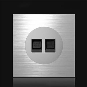 86mm Gray Aluminum Wire Drawing LED Switch Panel, Style:Telephone-Computer Socket (OEM)
