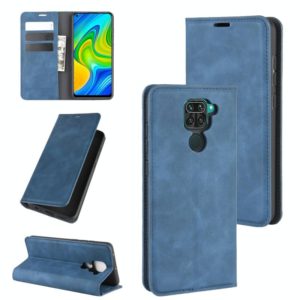 For Xiaomi Redmi Note 9/10X 4G Retro-skin Business Magnetic Suction Leather Case with Holder & Card Slots & Wallet(Dark Blue) (OEM)