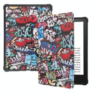 For Amazon Kindle Paperwhite 2021 Painted Voltage Caster Texture TPU Horizontal Flip Tablet Leather Case with Sleep / Wake-up Function(Graffiti) (OEM)