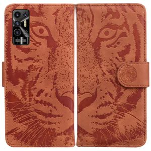 For Tecno Pova 2 Tiger Embossing Pattern Horizontal Flip Leather Phone Case(Brown) (OEM)