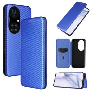 For Huawei P50 Pro Carbon Fiber Texture Horizontal Flip TPU + PC + PU Leather Case with Card Slot(Blue) (OEM)