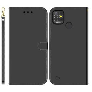 For Tecno Pop 5P Imitated Mirror Surface Horizontal Flip Leather Phone Case(Black) (OEM)