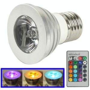 E27 3W RGB Flash LED Light Bulb with Remote Controller, AC 85-265V, Luminous Flux: 240-270lm (OEM)