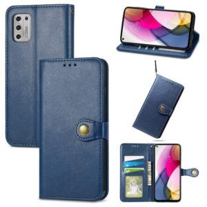 For Motorola Moto G Stylus 2021 Solid Color Leather Buckle Phone Case with Lanyard & Photo Frame & Card Slot & Wallet & Stand Function(Blue) (OEM)