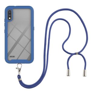 For LG K22 Starry Sky Solid Color Series Shockproof PC + TPU Protective Case with Neck Strap(Blue) (OEM)