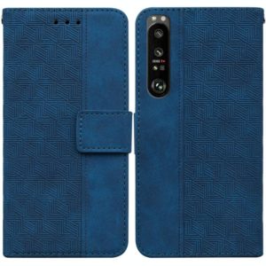 For Sony Xperia 1 III Geometric Embossed Leather Phone Case(Blue) (OEM)