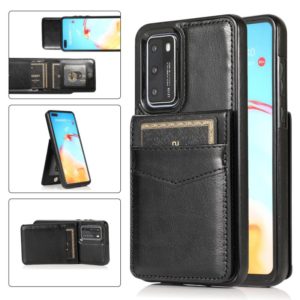 For Huawei P40 Solid Color PC + TPU Protective Case with Holder & Card Slots(Black) (OEM)
