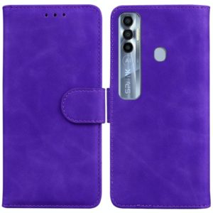For Tecno Spark 7 Pro Skin Feel Pure Color Flip Leather Phone Case(Purple) (OEM)
