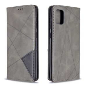 For Samsung Galaxy A31 Rhombus Texture Horizontal Flip Magnetic Leather Case with Holder & Card Slots & Wallet(Grey) (OEM)