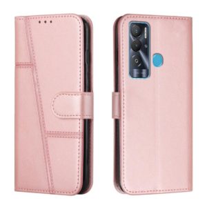 For Tecno Pova Neo Stitching Calf Texture Buckle Leather Phone Case(Pink) (OEM)
