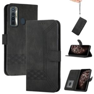 For Tecno Spark 5 Pro Cubic Skin Feel Flip Leather Phone Case(Black) (OEM)