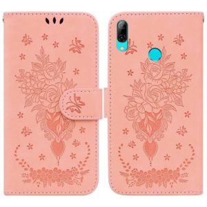 For Huawei P Smart 2019 / Honor 10 Lite Butterfly Rose Embossed Leather Phone Case(Pink) (OEM)