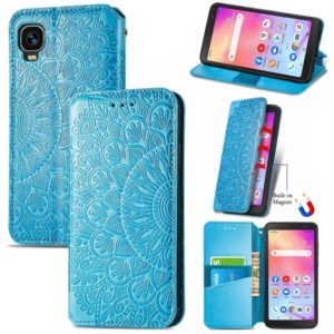 For TCL A509DL / A3 Blooming Mandala Embossed Magnetic Leather Phone Case(Blue) (OEM)