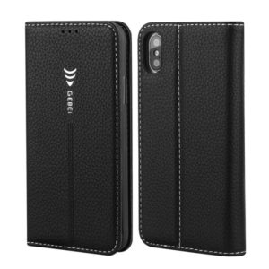 For iPhone XS / X GEBEI PU+TPU Horizontal Flip Protective Case with Holder & Card Slots(Black) (GEBEI) (OEM)