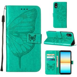 For Sony Xperia ACE III Embossed Butterfly Leather Phone Case(Green) (OEM)