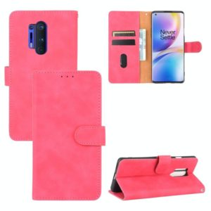 For OnePlus 8 Pro Solid Color Skin Feel Magnetic Buckle Horizontal Flip Calf Texture PU Leather Case with Holder & Card Slots & Wallet(Rose Red) (OEM)
